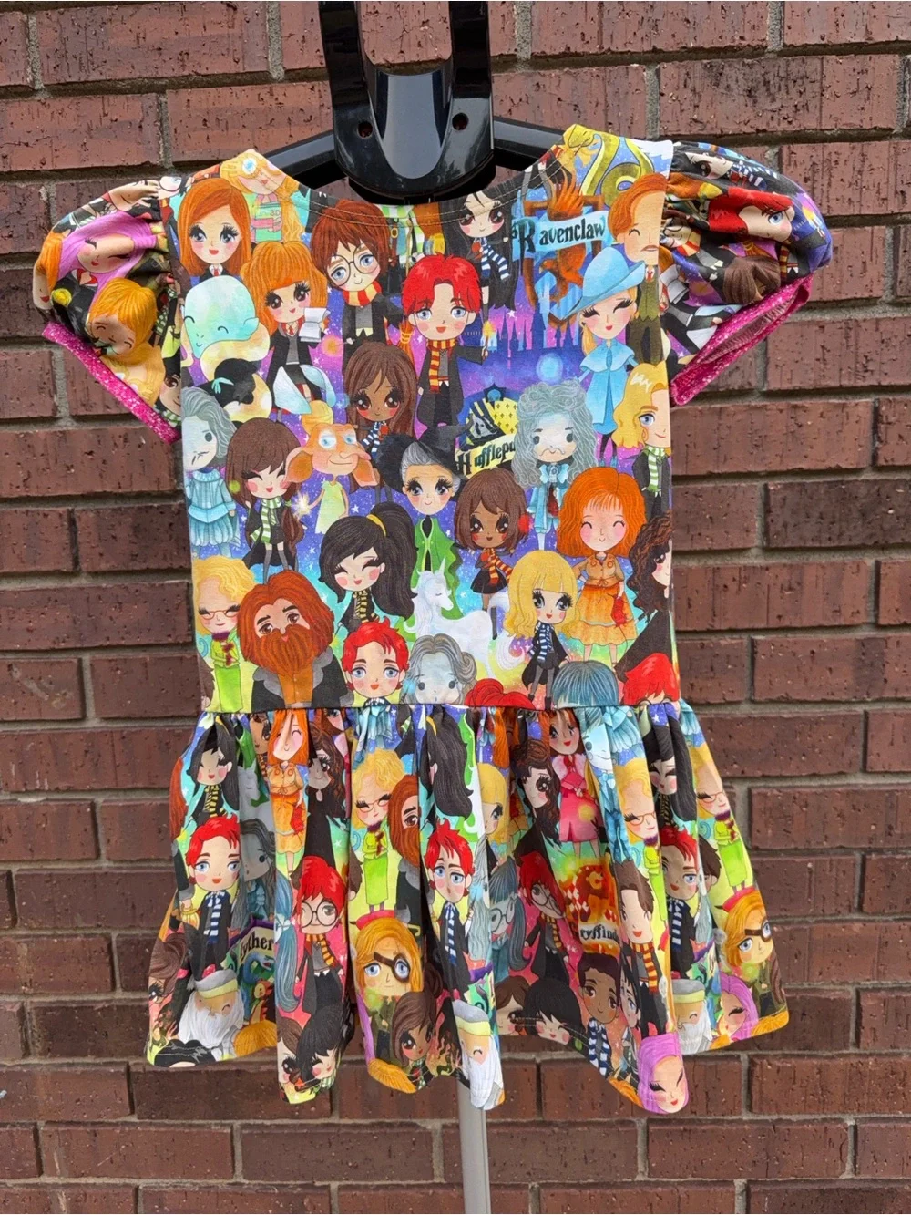 Sweet Petunia Girls Size 8 Wizard Characters House Crests Twirl Skater Dress EUC